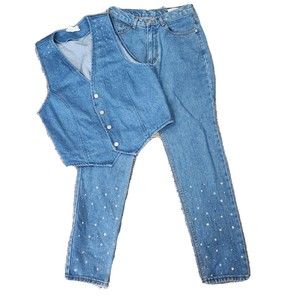 Paradise Bay Sportswear Denim Jeans and Matching Vest Size 12
